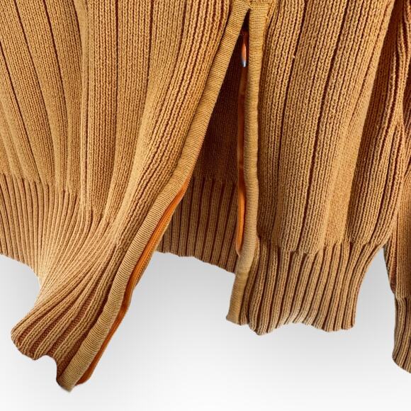 Icelandic Design 100% Cotton Knit Orange Zip Collared Ladies Sweater Sz M Nordic - Picture 4 of 6